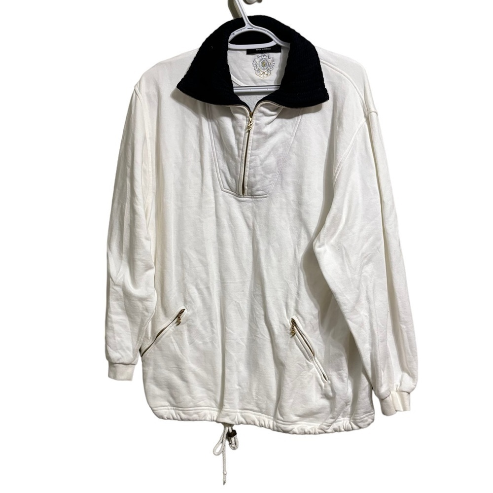 Bogner Sz 12 Drawstring quarter zip knit collar